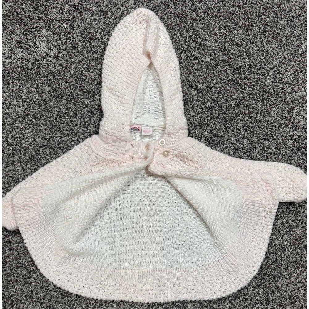 Vintage Cuddle Bear Cardigan Sweater Jacket Baby Girl's Size 9 Mon Pink Cream - Picture 3 of 6